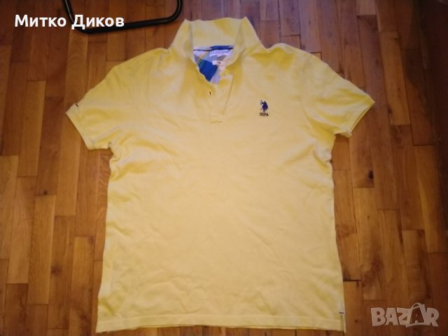 U S Polo Assn маркова тениска бродирано лого жълта памук размер реален Л, снимка 1 - Тениски - 44391345