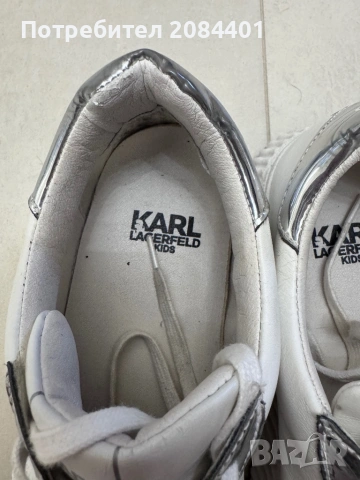 Бели сникърси Karl lagerfeld 38 номер, снимка 3 - Маратонки - 54239953