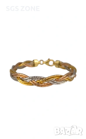 Сребърна Гривна със Златно Покритие от Италия, снимка 5 - Гривни - 46975596