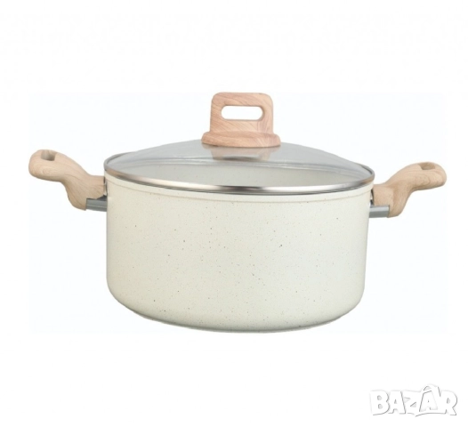 Тенджера Voltz Nice, Кован алуминий, Мраморно покр., Индукция, Кремав меланж, снимка 6 - Съдове за готвене - 52138255