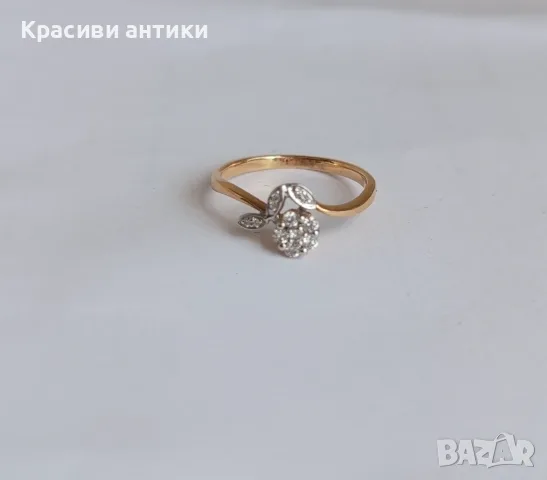Руски златен прьстен с диаманти нов с печати, снимка 3 - Пръстени - 55893813