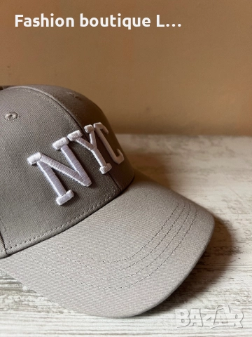 Нова сива бейзболна шапка с бяла бродерия NYC с регулираща се обиколка 100% памук, снимка 8 - Шапки - 52002287