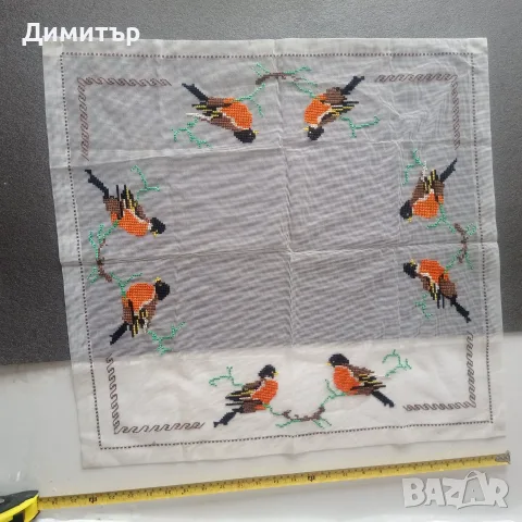 Ретро ръчно бродирани карета (8 бр.) – уникална прозрачна/найлонова панама, снимка 7 - Декорация за дома - 55903064