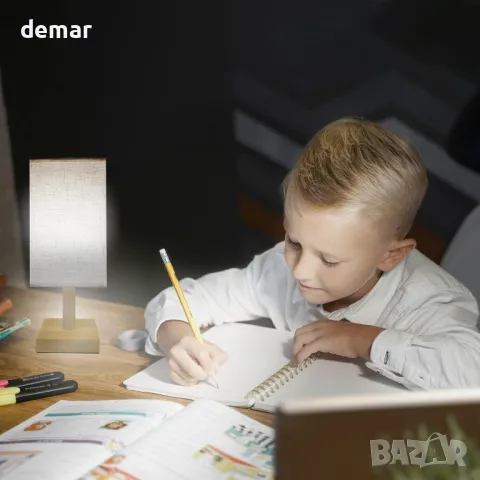 Акумулаторна настолна LED лампа Joyes, платнен абажур, димируема, дистанционно,2 акумулаторни крушки, снимка 6 - Лед осветление - 49688458