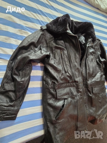 Кожена офицерска шуба черно, снимка 2 - Якета - 51906070