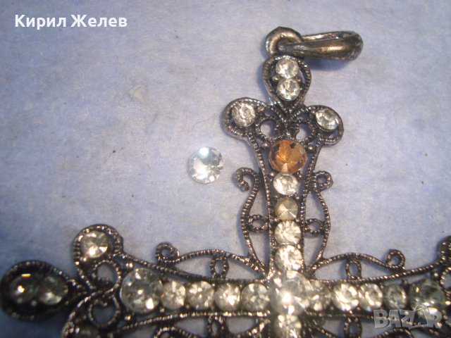 СТАРО ГОРЯМО НАГРЪДНО СРЕБРИСТО АЖУРНО АРТ КРЪСТЧЕ - МЕДАЛЬОН с КРИСТАЛЧЕТА 27458, снимка 6 - Колиета, медальони, синджири - 36953905