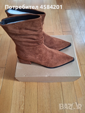 НОВИ белурени боти в кафяв цвят, номер 39, снимка 3 - Дамски боти - 52719183