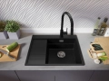 Черна гранитна кухненска мивка Сидни 620-45 Ergo Multilevel 620х500, снимка 6