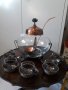 Немска купа за пунш с метален обков и шест чаши, снимка 1