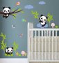 3 панди панда детски самозалепващ стикер лепенка за стена мебел детска стая, снимка 3