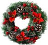 Коледен венец за декорация с шишарки и изкусветни коледни звезди, снимка 1 - Декорация за дома - 42910819
