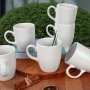 Комплект от 6 чаши, Keramika, керамични, Бял, 300 ml, 9 cm