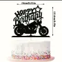 Черен мотор Happy Birthday мотоциклет брокатен картон топер украса декор за торта рожден ден, снимка 2