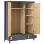 vidaXL Гардероб с 3 врати Hill сив 127x50x170 см борово дърво масив, снимка 4