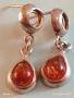 Висящи сребърни обеци с капковидна форма Балтийски кехлибар цвят коняк 38609, снимка 7