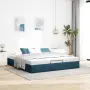vidaXL Рамка за легло с османи без матрак Тъмно синьо 200x200cm Кадифе, снимка 3