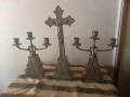 Комплект разпятие,кръст със свещници, снимка 1