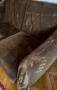 Ретро канапе тъмнокафяво с детайли от масивно дърво, снимка 5