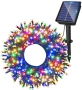 Соларни коледни лампички 10м 100 LED многоцветни 8 програми готов комплект, снимка 1