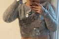 Плетената стилна блуза кроп топ , снимка 1 - Блузи с дълъг ръкав и пуловери - 38988512