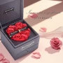 Сребърно колие с червен камък подарък за майка жена в луксозна кутия с рози, снимка 5