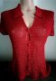 Червена блуза-плетиво на една кука, S/M, снимка 1 - Корсети, бюстиета, топове - 30380846