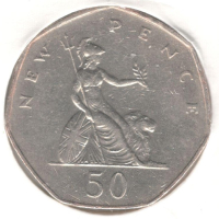 United Kingdom-50 Pence-1977-KM# 913-Elizabeth II 2nd portr., снимка 1 - Нумизматика и бонистика - 44593791