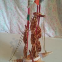 Корабче от Раковина и морски дарове, снимка 4 - Декорация за дома - 32124063