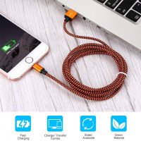 Lightning кабел за iPhone с оплетка - 180 см, снимка 2 - USB кабели - 33716847