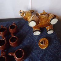 керамично шише магаре с 6 чашки,сервиз за ракия, снимка 7 - Аксесоари за кухня - 39020620