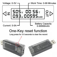 USB тестер волтметър, амперметър, тестер за капацитет на батерии и време за заряд НАЛИЧНО!!!, снимка 4 - USB кабели - 31431605
