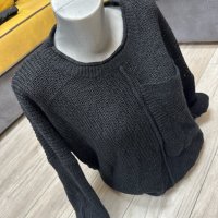 Дамски пуловер / цвят черен / с джоб, снимка 3 - Блузи с дълъг ръкав и пуловери - 38978662