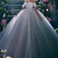 Блестяща сватбена рокля в бяло, снимка 1 - Рокли - 40306683