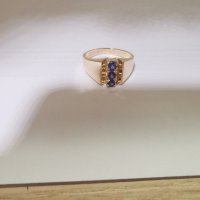 Златен пръстен с лилав аметист , снимка 8 - Пръстени - 30283686