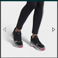 Дамски Маратонки като нови  Adidas 37 1/3 в черно, сиво и розово естествена кожа , снимка 8 - Маратонки - 44741993