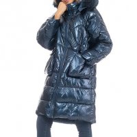 Зимно дамско дълго тъмносиньо яке марка Tantra - XL/2XL, снимка 1 - Якета - 38478680