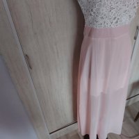 Официална дълга рокля в розово с бяла дантела - 24,00лв., снимка 8 - Рокли - 30624516
