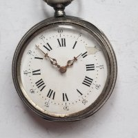 Стар сребърен джобен часовник с ключ, снимка 6 - Антикварни и старинни предмети - 44369462