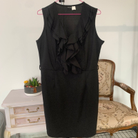 Елегантна черна рокля в размер XL, снимка 1 - Рокли - 44518647