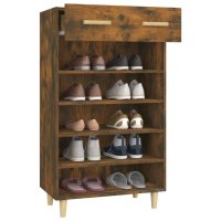Шкаф за обувки, опушен дъб, 60x35x105 см, инженерно дърво, снимка 4 - Шкафове - 40301933