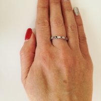 Сребърен пръстен - халка с цветни цирконий . Сребро проба 925 ., снимка 1 - Пръстени - 38994564