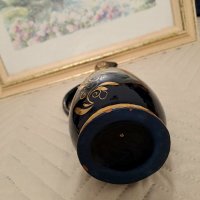 Порцеланова ваза черен кобалт и позлата, снимка 6 - Антикварни и старинни предмети - 38528152