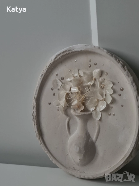 Ръчно изработена декорация ваза с цветя, снимка 1