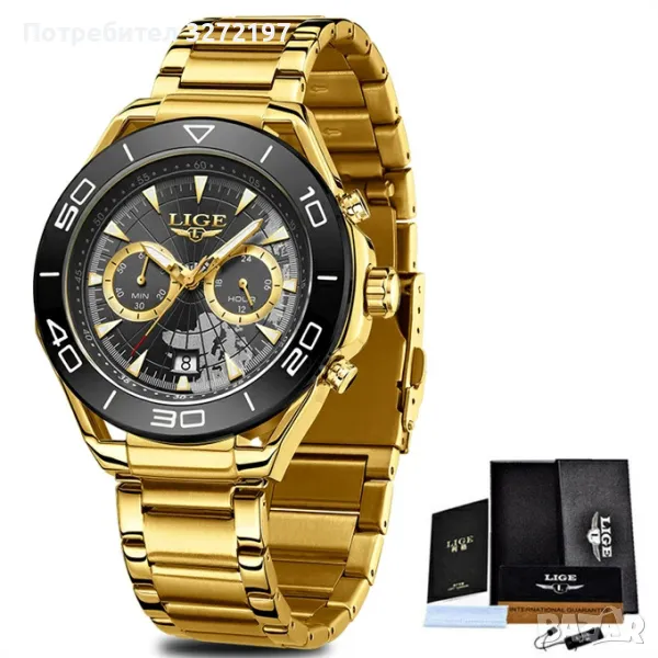 2024 LIGE Relogio Masculino,кварцов часовник, дата, водоустойчив,каишка неръждаема стомана, снимка 1