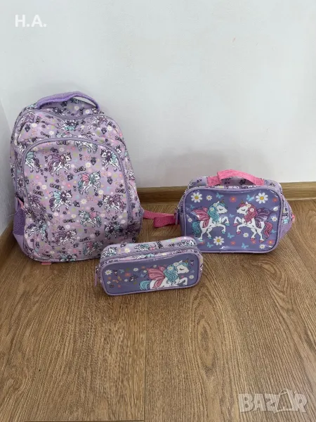 Комплект раница, несесер и чанта за обяд Еднорог, снимка 1