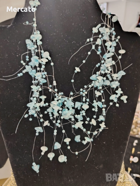 Нежно колие с камъни АРТ №107, снимка 1