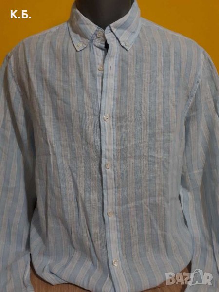 Мъжка риза 55% лен р-р M, снимка 1