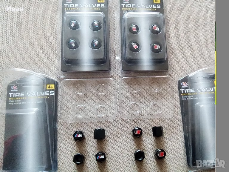 Качественни черни капачки за вентили на гуми с емблема BMW M и Ауди Audi S line кола автомобил, снимка 1