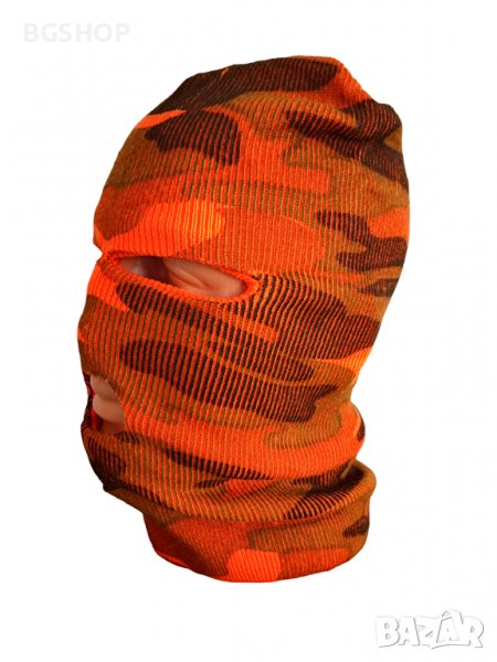 Балаклава зимна шапка очи - уста - Оранжев камуфлаж, снимка 1