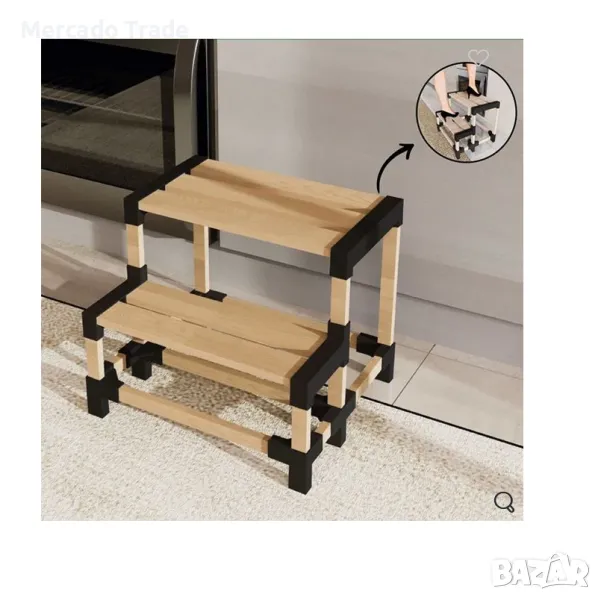 Декоративно стъпало Mercado Trade, Две стъпала, Дърво, Кафяв, снимка 1